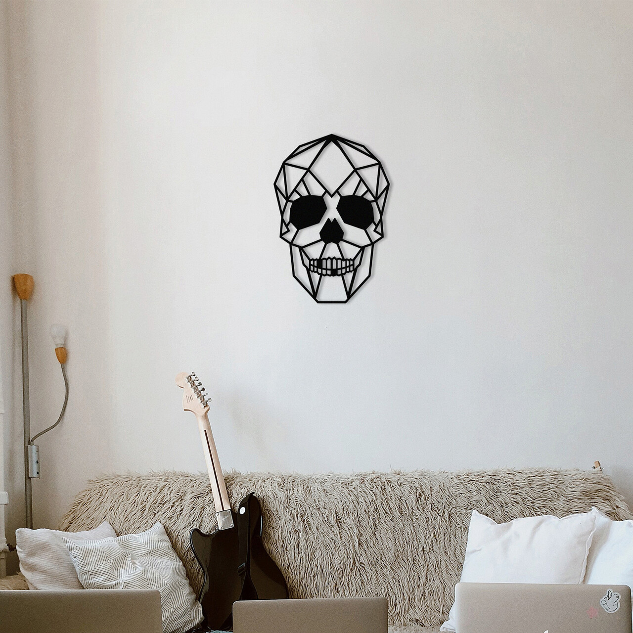Decoratiune de perete, Skull Metal Decor, metal, 50 x 35 cm, negru - imagine 7
